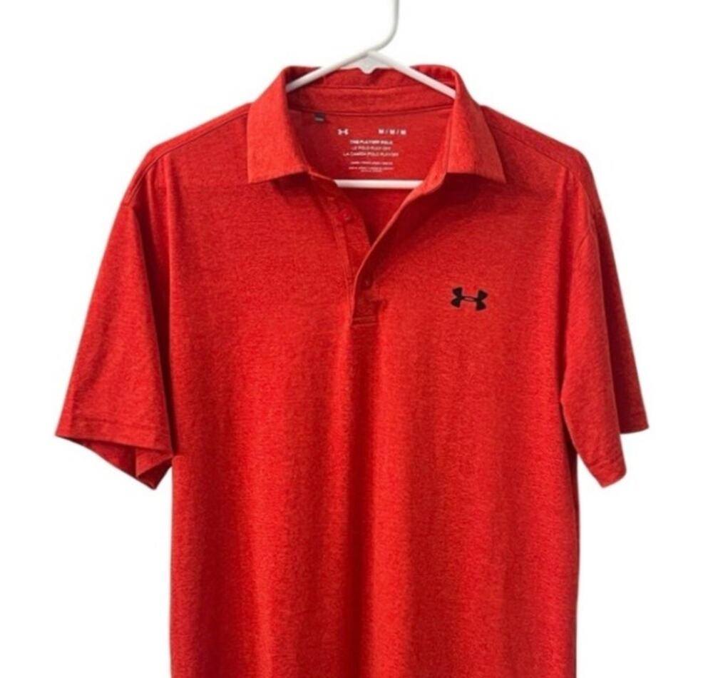 Under Armour Playoff Polo Mens Sz M Red Heather Shirt UPF 30 Flexible UA Golf
